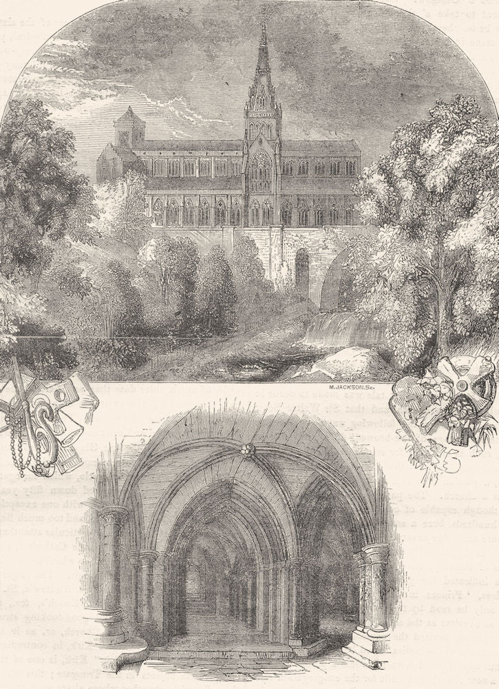 GLASGOW. The Cathedral; The Crypt 1850 old antique vintage print picture